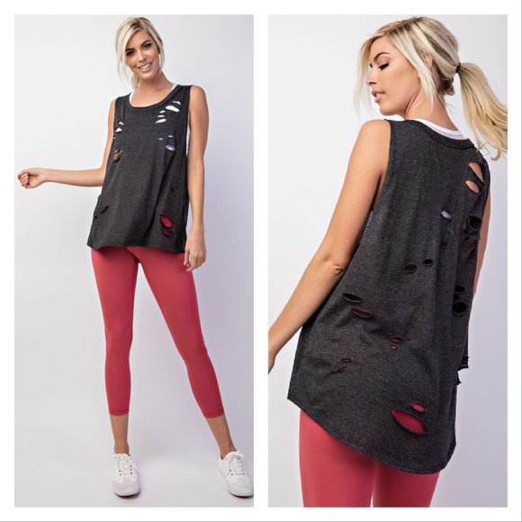 Distressed Tri-Blend Knit Top - Picture 2 of 4